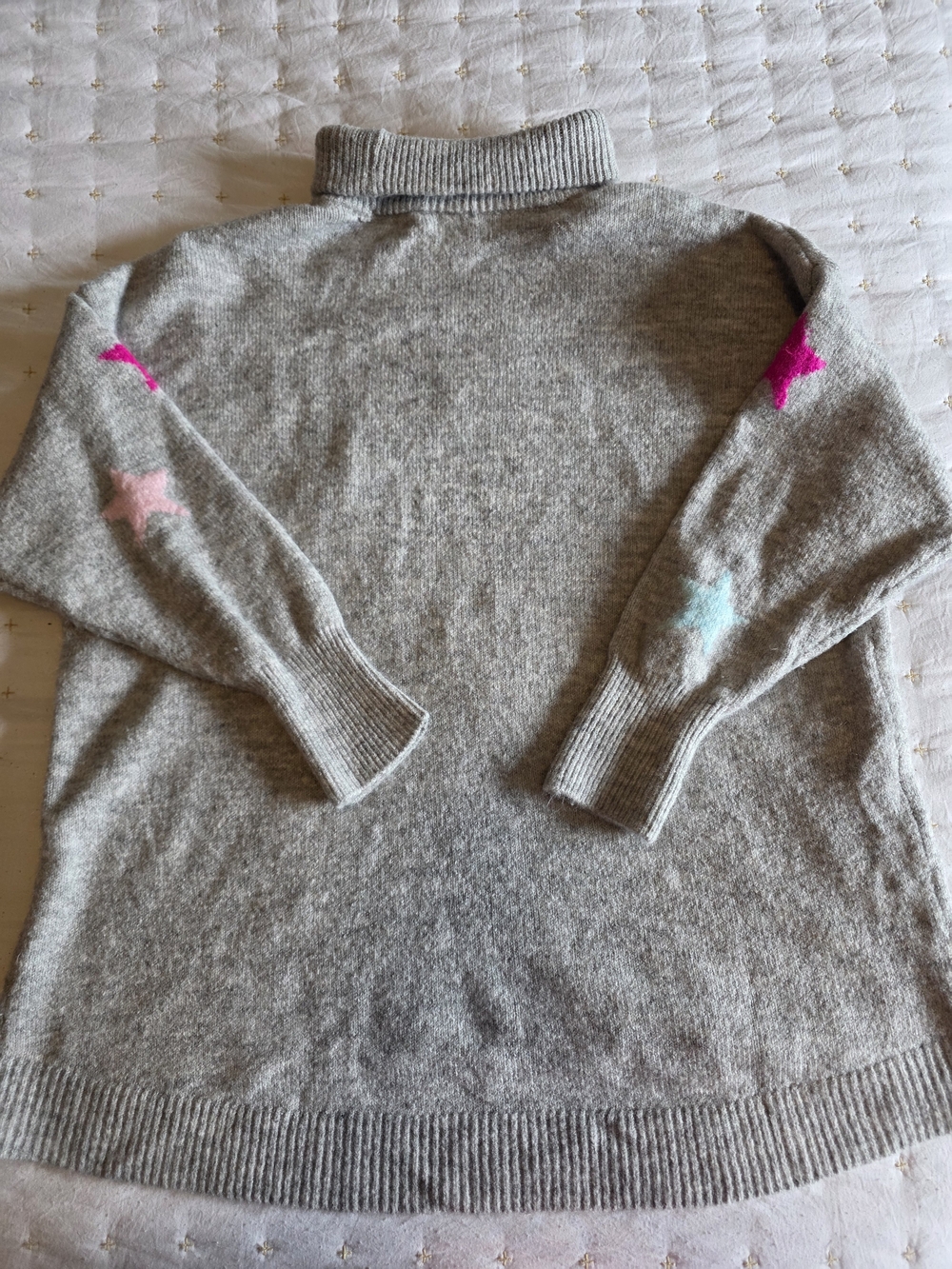 crown & ivy Gray Turtleneck Sweater with Multicolor Star Appliqués - Picture 4 of 4